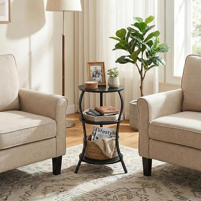 Vintage Small Round Side Table, 3-Tier Slim Waist Circular End Table - Image 2
