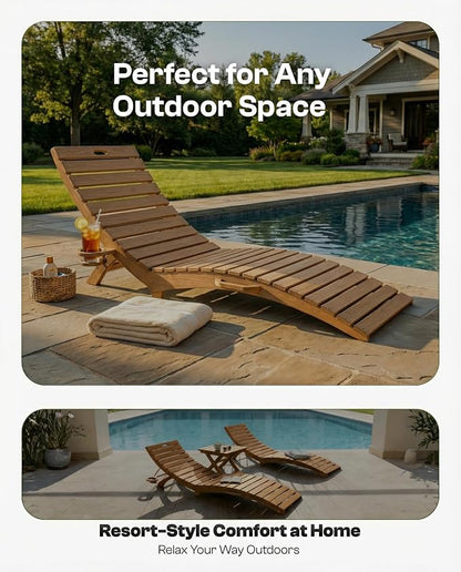 Folding HDPE Pool Lounge Chairs Set of 2 - Image 7