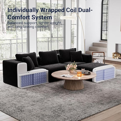 Avenco 106” 3-Seater Modular Sofa Couch, Individually Wrapped Coil Support & - Image 4