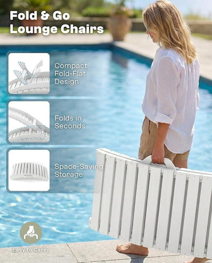 Folding HDPE Outdoor Chaise Lounge - Image 3