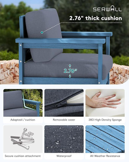 SERWALL 3 Pieces HDPE Outdoor Sofa Bistro Set - Image 3
