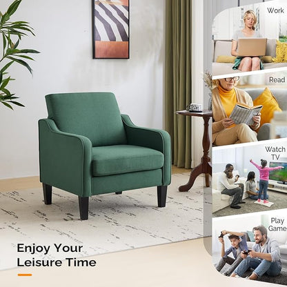 VINGLI Accent Chair for Living Room Chairs Dark Green Reading Chair for Bedroom - Image 8