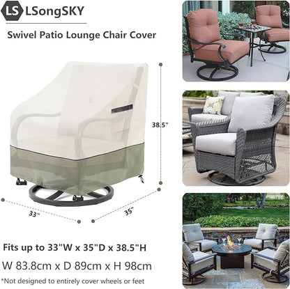 Outdoor Swivel Lounge Chair Cover 2 Pack, 100% Waterproof Heavy Duty Outdoor - Image 3