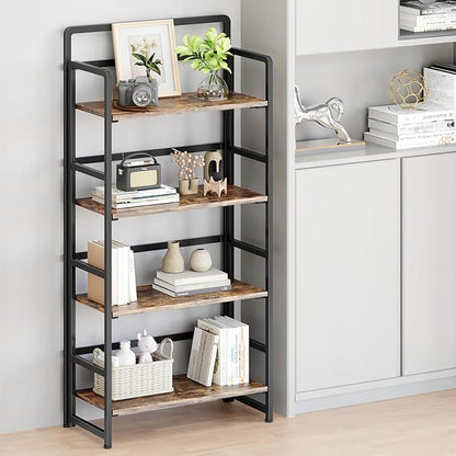 No Assembly Folding Bookshelf, 4 Tiers Collapsible Book Shelf - Image 2