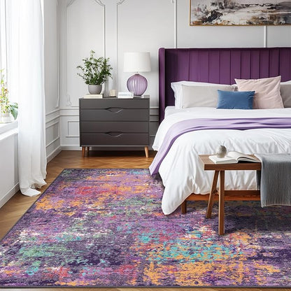RELEANY Washable Area Rugs 6'x8' Non-Slip Modern Abstract Soft - Image 3