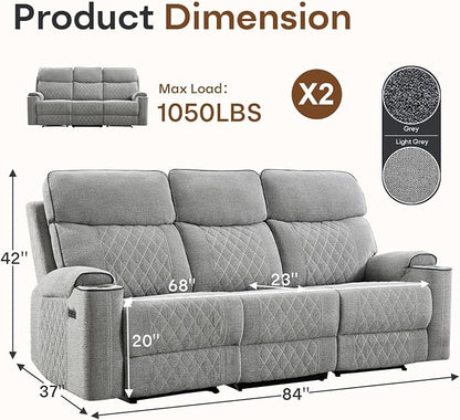 HAOMARKETS Power Oversized Reclining Sofa Couch Set of 2 - Image 2