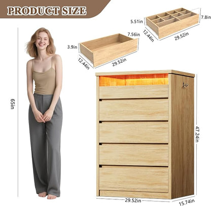 Jocoevol 5 Drawer Dresser for Bedroom - Image 2
