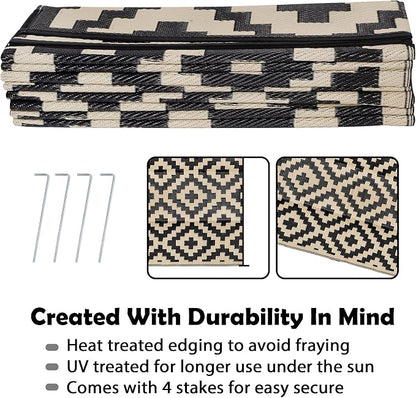 SAND MINE Waterproof Outdoor Rug 9x18 ft, Plastic Reversible Rug, Modern Area - Image 3