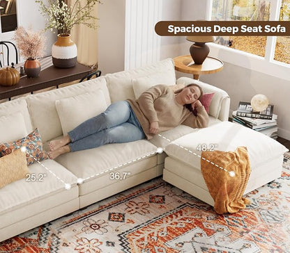 ELUCHANG 150'' Modular Sectional Cloud Couch, Modern Comfy Chenille U Shaped - Image 4