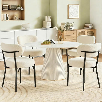 DUMOS Dining Chairs Set of 4, Mid Century Modern Chair Round Upholstered Curved by DumosLifestyle