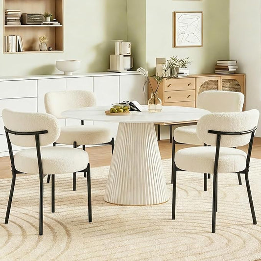 DUMOS Dining Chairs Set of 6, Mid Century Modern Chair Round Upholstered Curved by DumosLifestyle