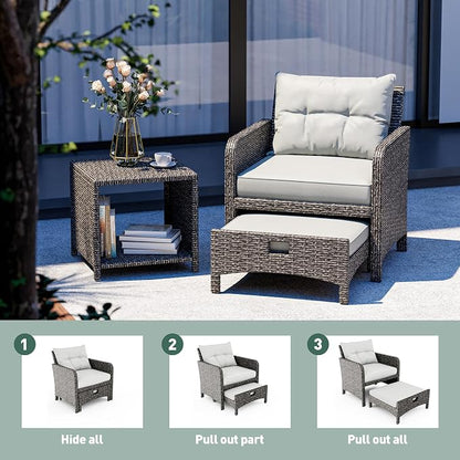 Pamapic Outdoor Furniture 5 Piece Patio Conversation Set, Wicker Rattan Patio - Image 6
