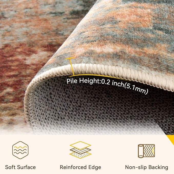 RELEANY Washable Area Rugs 6'x8' Non-Slip Modern Abstract Soft - Image 4