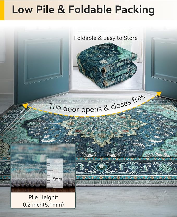 RELEANY Area Rugs 3'x7' Runner Rug Non Slip Washable - Image 6