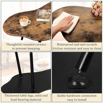 Small Coffee Table Cloud Shape Coffee Table Industrial Wooden Irregular Center - Image 4
