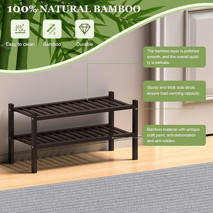 ROMGUAR CRAFT 2 Tier Bamboo Shoe Rack - Image 6