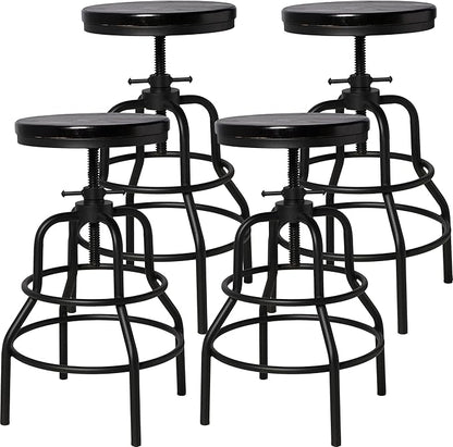 LOKKHAN 4-Pack Industrial Bar Stools, Heavy-Duty Black Metal Frame by LOKKHAN