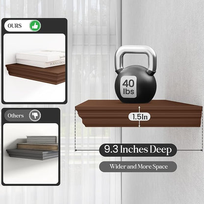 Fun Memories Floating Shelves 36 Inch Long, 9.3 Inch Deep Classic Crown Molding - Image 4
