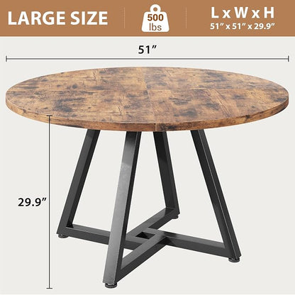 Jocoevol 51“ Round Kitchen Dining Room Table - Image 2