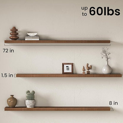 Fun Memories 72Inch Long Floating Shelves, 8 Inch Deep Shelves - Image 3