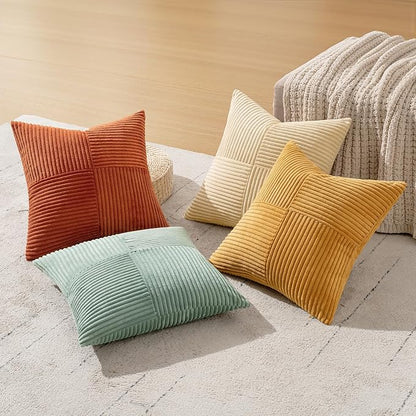 MIULEE Teal-Orange Decorative Throw Pillow Covers 20x20 Inch Set of 4 Boho - Image 3