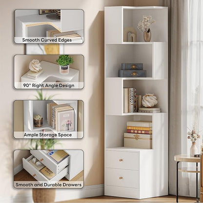 IRONCK Corner Bookshelf, 70.87" Tall Corner Bookcase - Image 3