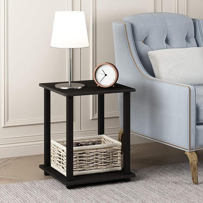 Furinno SIMPLISTIC Side Table Set of 2, 2-Tier Square Modern End Table - Image 2