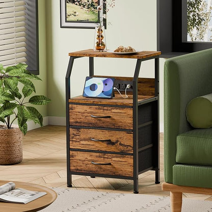 Furnulem Night Stand with Charging Station, USB Ports and Outlets, 28.3 Inch - Image 4