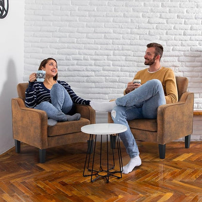 VINGLI Accent Chairs Set of 2 Living Room Chairs Rustic Reading Chair - Image 7