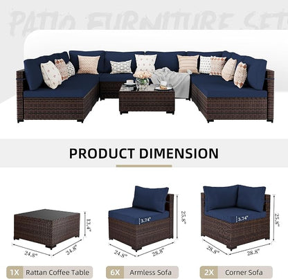 UPHA 9 Pieces Patio Furniture Sets, Wicker Outdoor Sectional Sofa Couch - Image 2