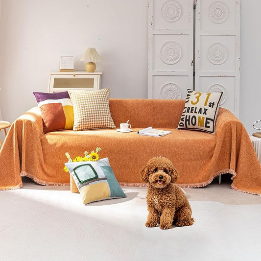 VClife Couch Cover for Sofa Washable, Vintage Orange Sofa Covers Slip Cover for by VCLIFE
