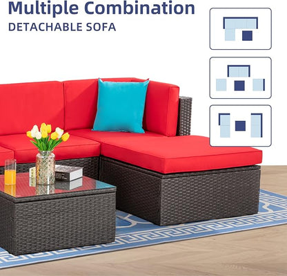 Vongrasig 5 Pieces Small Patio Furniture Sets, All-Weather Outdoor Sectional - Image 3