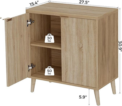 Homleke Buffet Cabinet with Storage, Modern Fluted Accent Sideboard with Doors - Image 2
