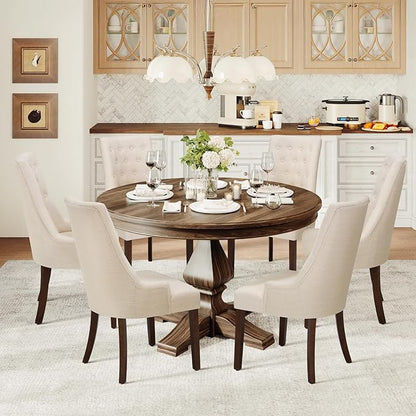 COLAMY Fabric Side Dining Chairs Set of 6, Wingback Upholstered Dining Room - Image 3