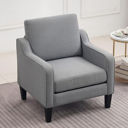 VINGLI Mid Century Modern Accent Chair, Light Grey Fabric Accent Chairs - Image 8