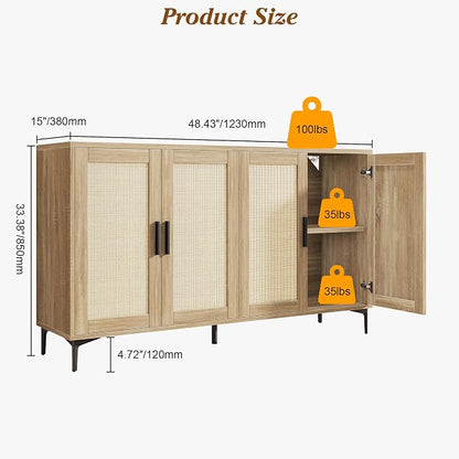 JASIWAY Buffet Cabinet with Storage, Modern Coffee Bar Cabinet Console Table - Image 3