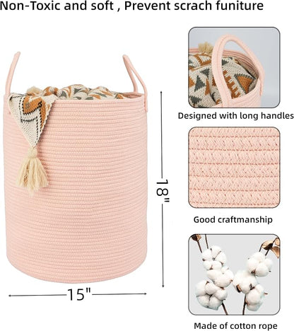 XUANGUO Cotton Rope Laundry Basket Hamper - Image 2