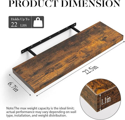 BAYKA Floating Shelves Set of 2, 22.5 inches Farmhouse Rustic Wood Wall Mounted - Image 3
