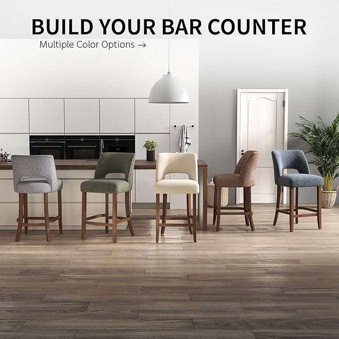 VKNOW Bar Stools Set of 2, Modern Counter Stools - Image 5