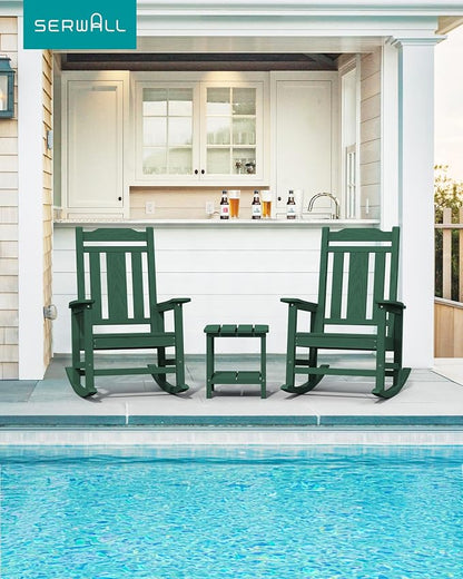 SERWALL HDPE Outdoor Rocking Chair Set of 2, Patio Rocking Chairs Set, Rocking - Image 2