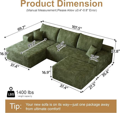 AUGOP 108" Sectional Couches for Living Room Modern Modular Sofa - Image 2