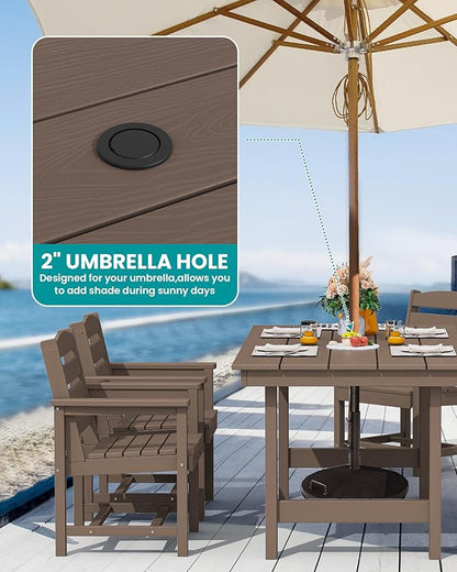 SERWALL Outdoor Dining Sets for 4, Outdoor HDPE Dining Furniture Set - Image 2