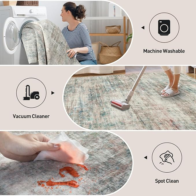 5x7 Area Rugs Washable Rug: Modern Abstract Living Room Rug Soft Anti-Skid Thin - Image 3