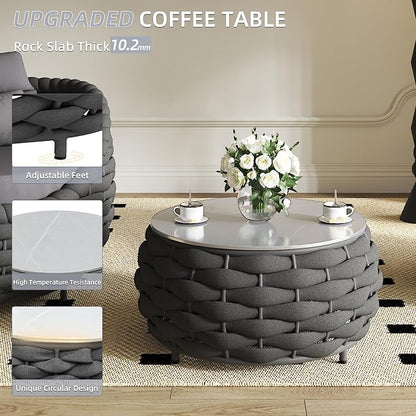 TWT Aluminum Outdoor Patio Furniture Set, Dark Grey - Image 7