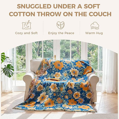LUTBM Boho Throw Blanket for Bed Cotton Summer Blankets for Bedroom Living Room - Image 4