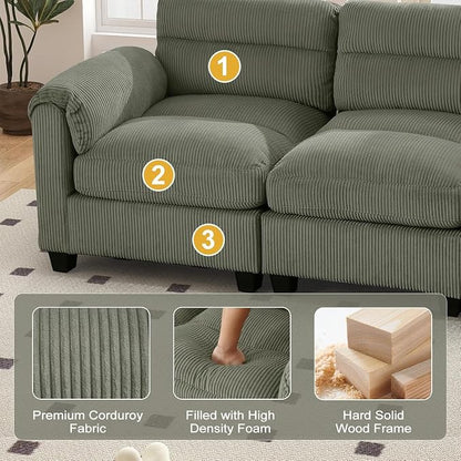 HAOMARKETS Corduroy Sofa Set, Upholstered Armchair and 3-Seater Sofa Sofa Set - Image 3