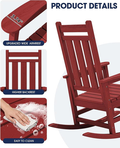 KINGYES Oversized Outdoor Rocking Chair, All-Weather Patio Rocking Chairs - Image 8