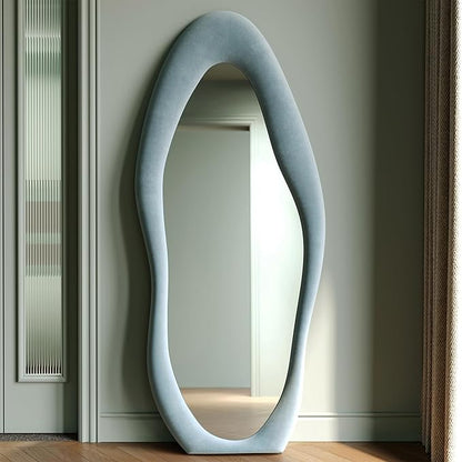 Honyee Full Length Mirror, Flannel Wrapped Wooden Frame Full Body Mirror - Image 2