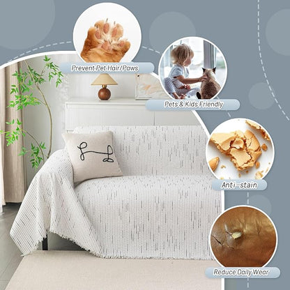 MYSKY HOME Boho Couch Cover White Sofa Covers - Image 3