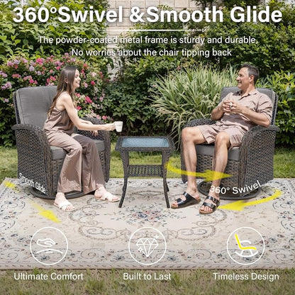 Belord Patio Furniture Swivel Glider PE Wicker Chairs, Outdoor Swivel Rocker - Image 8
